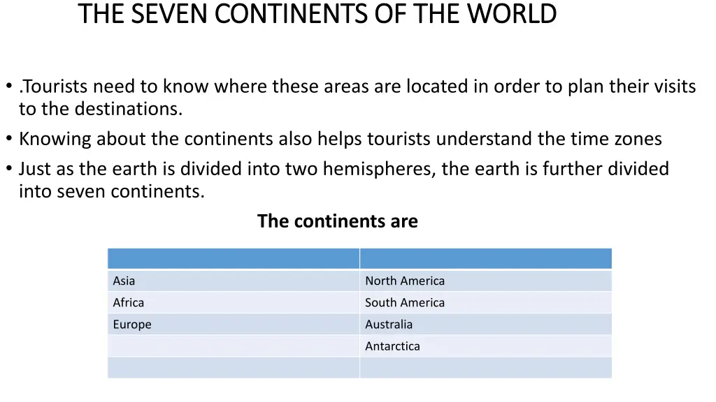 the seven continents of the world the seven