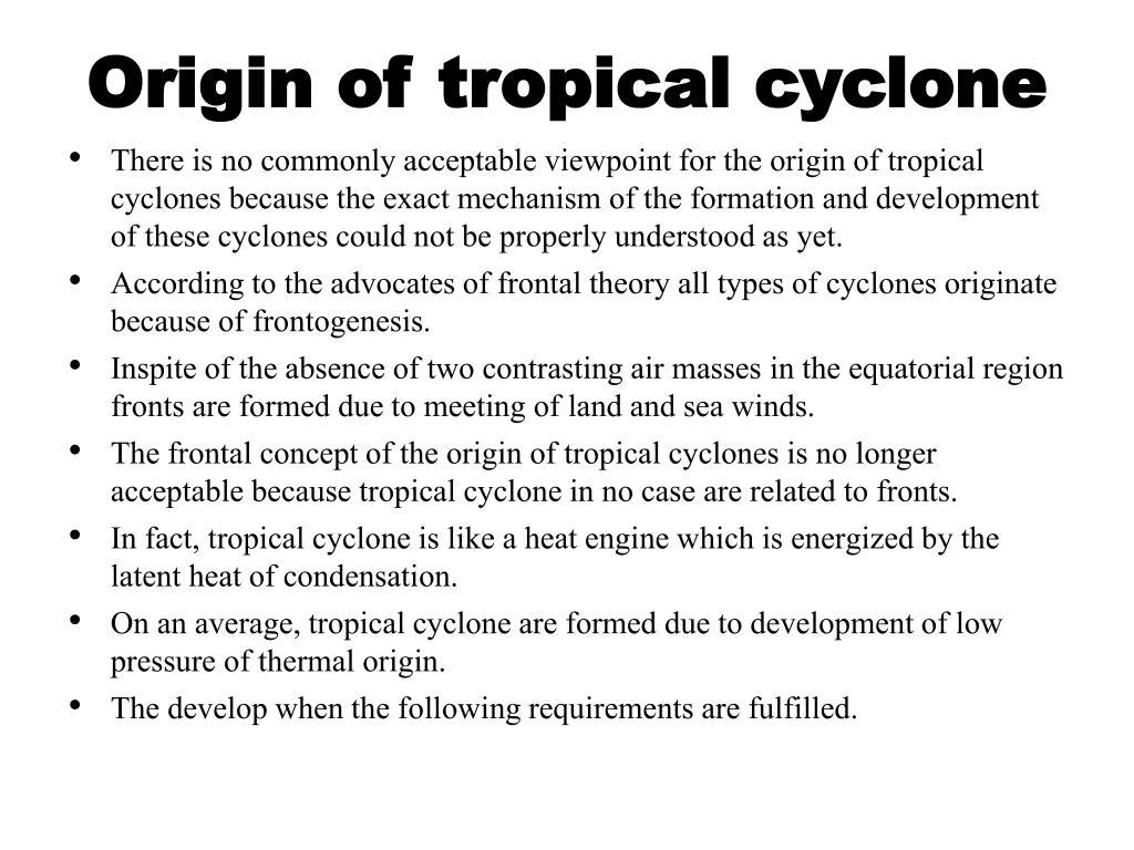 origin of tropical cyclone origin of tropical