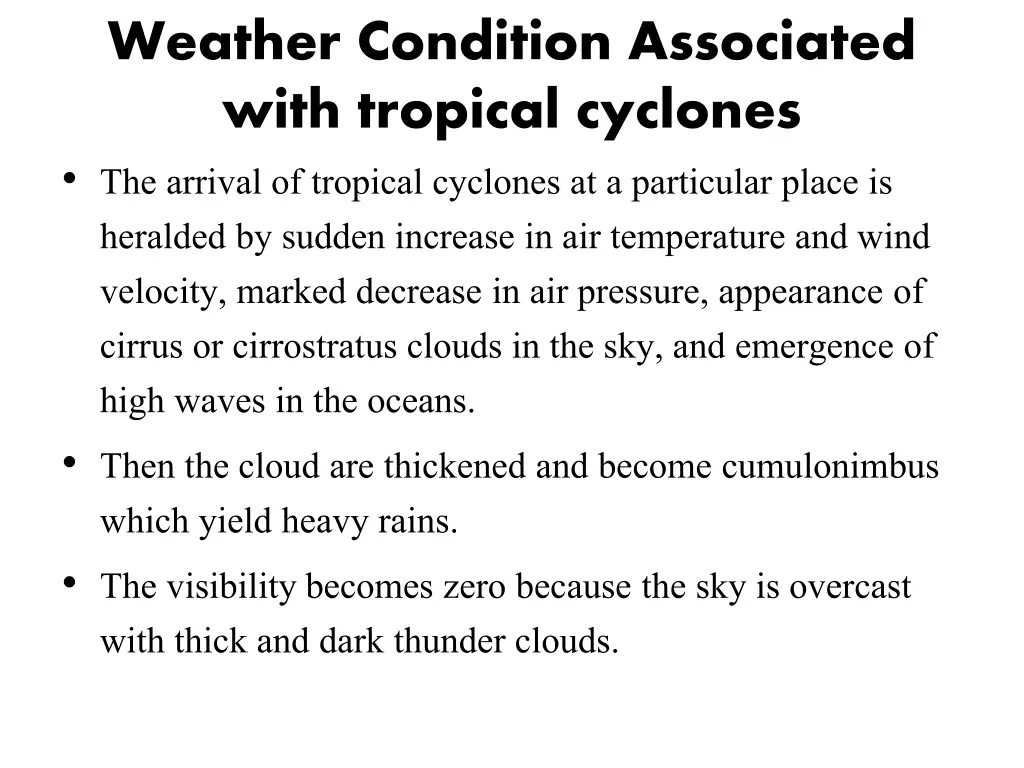 weather condition associated with tropical