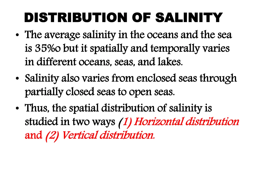 distribution of salinity distribution of salinity