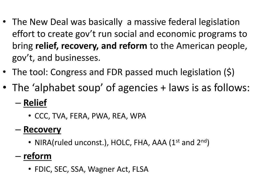 the new deal was basically a massive federal