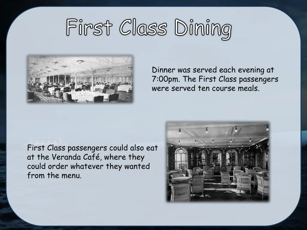 first class dining