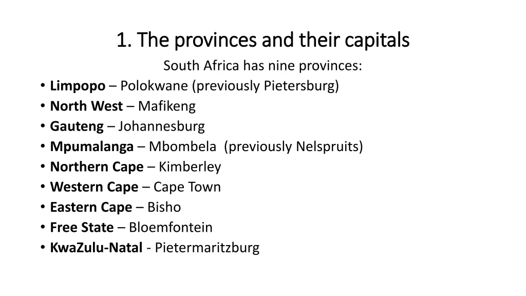 1 the provinces and their capitals