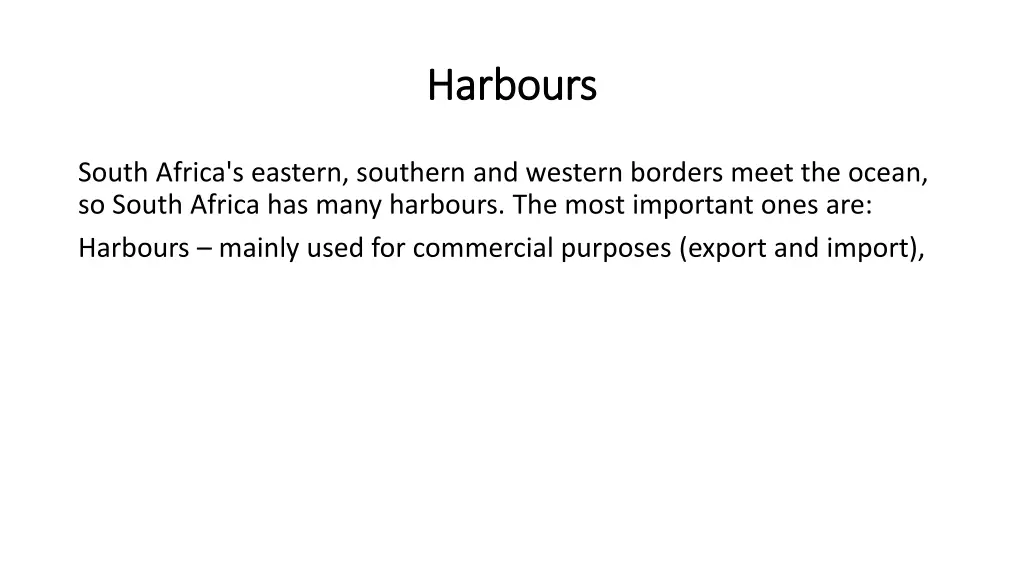 harbours harbours