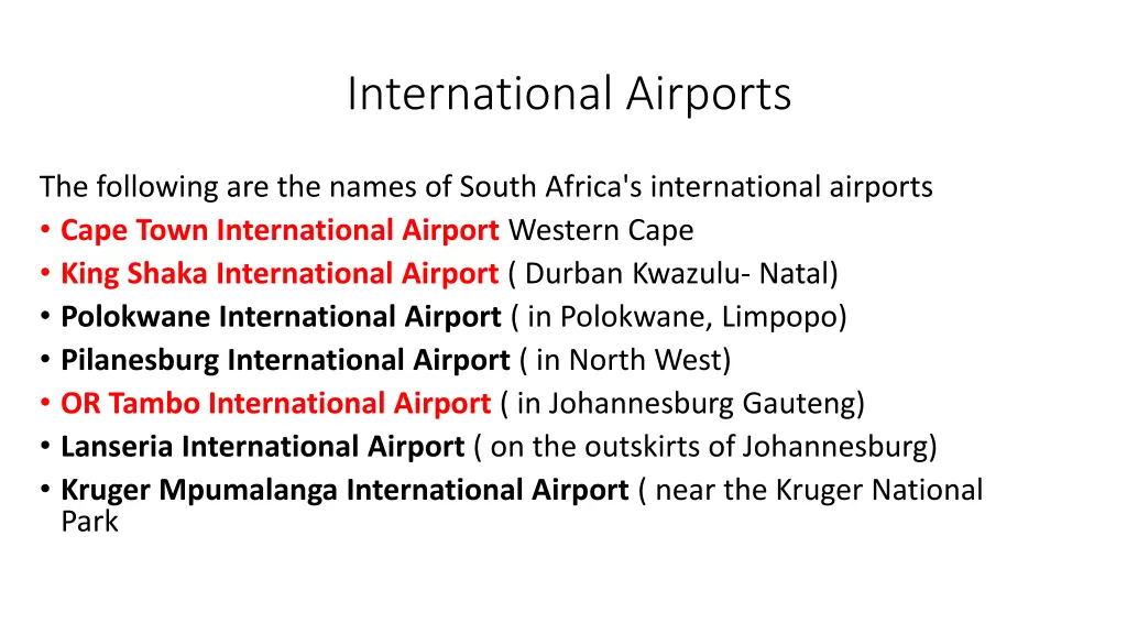 international airports