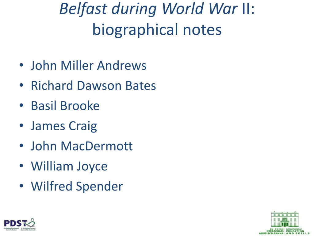 belfast during world war ii biographical notes