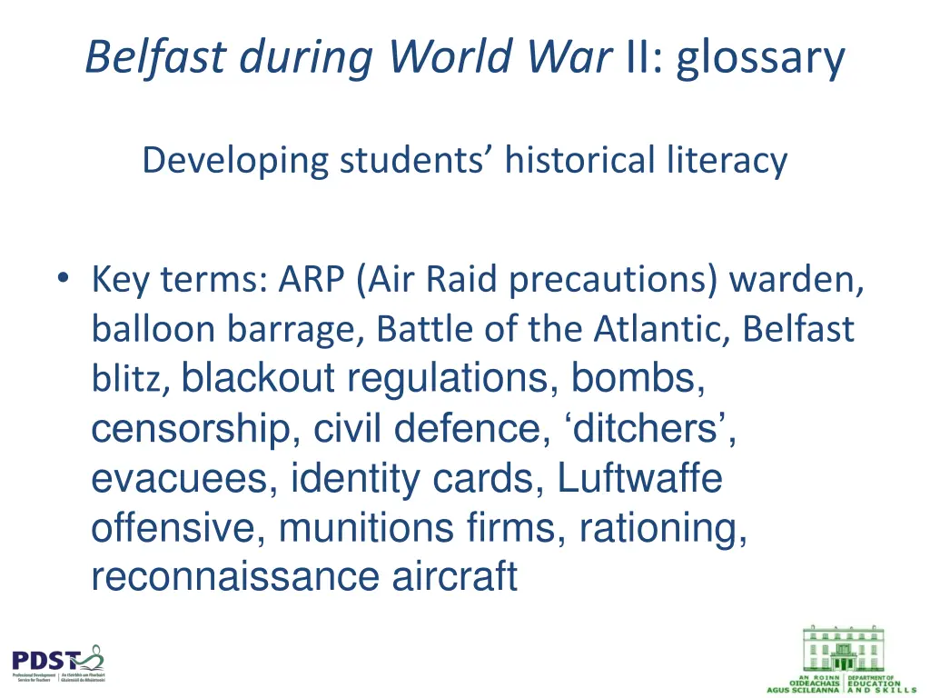 belfast during world war ii glossary