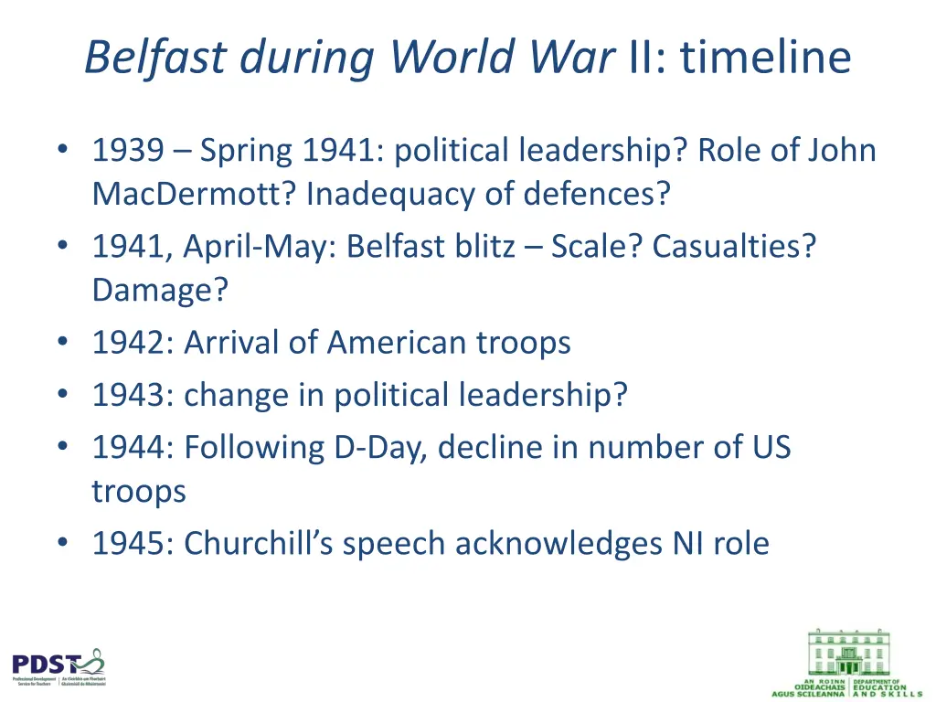 belfast during world war ii timeline