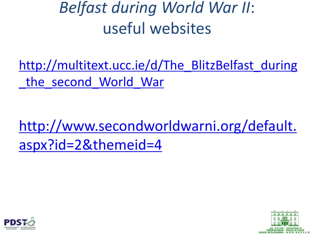 belfast during world war ii useful websites