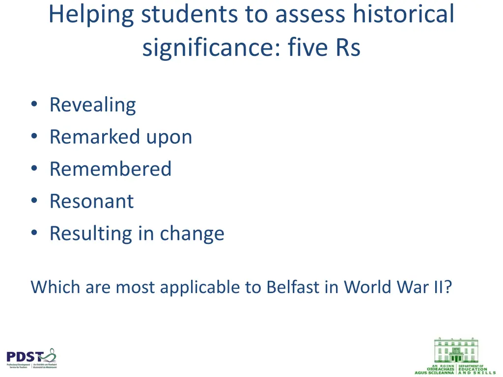 helping students to assess historical