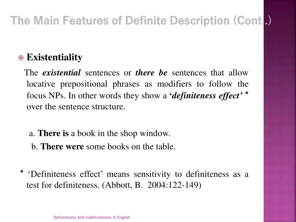 the main features of definite description cont 1