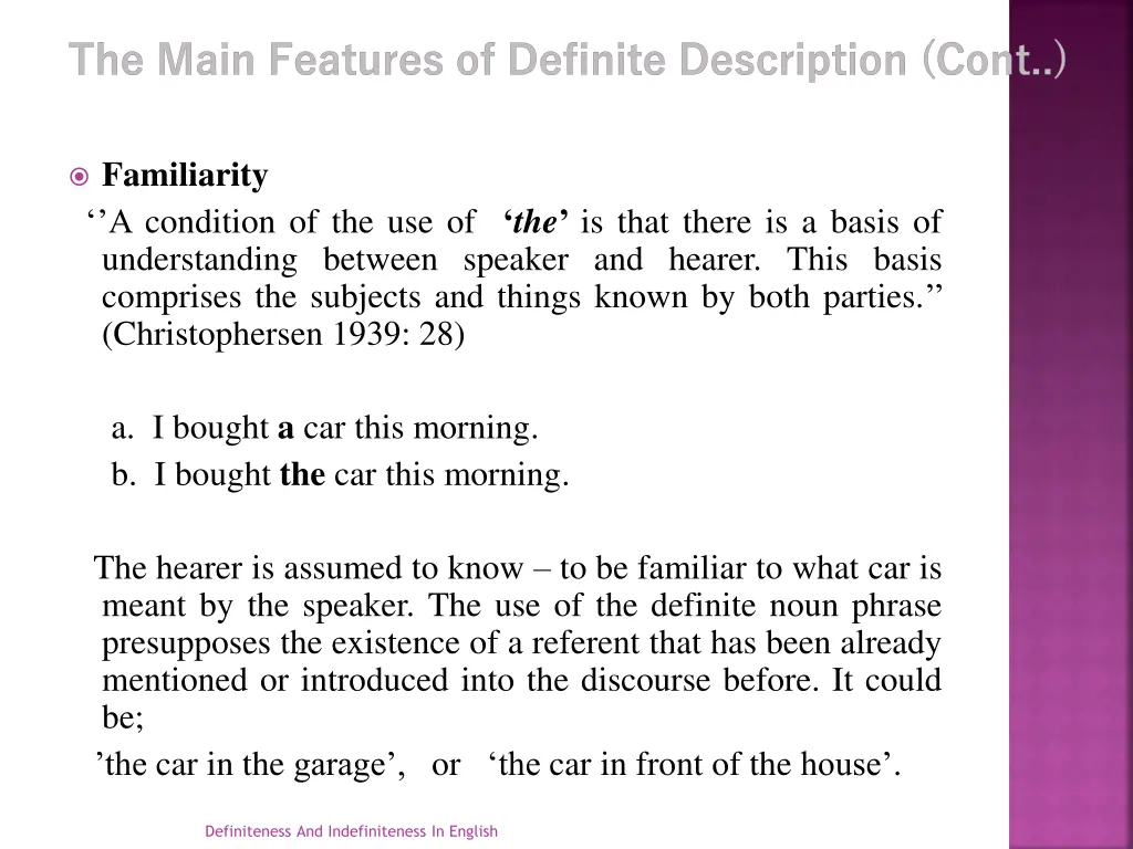 the main features of definite description cont