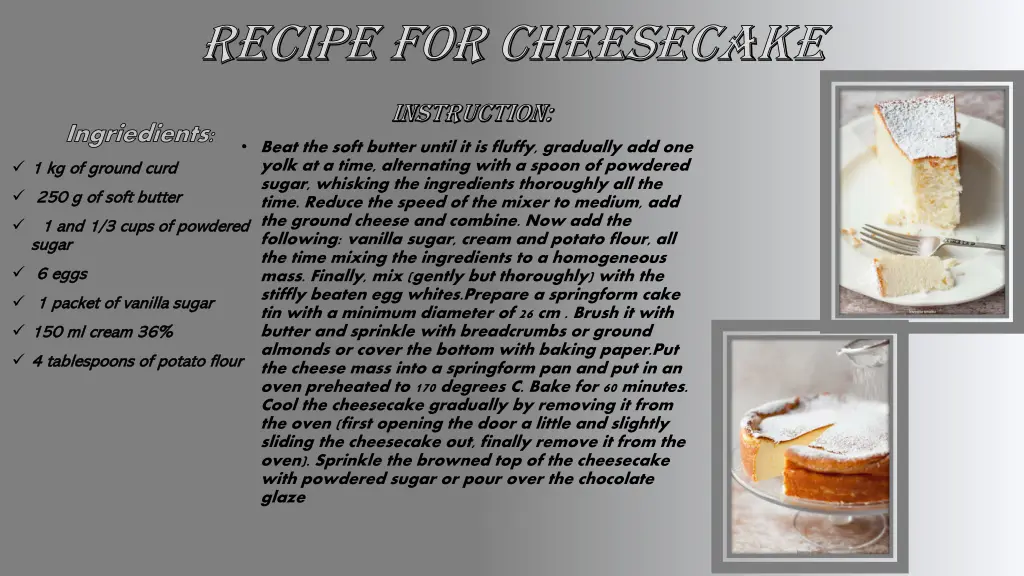 recipe for cheesecake