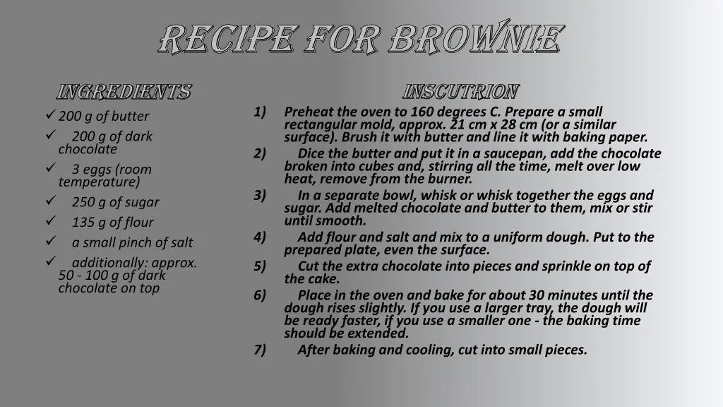 recipe recipe for brownie for brownie