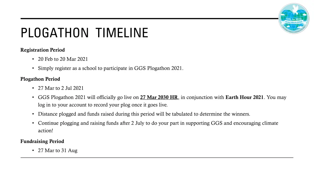 plogathon timeline