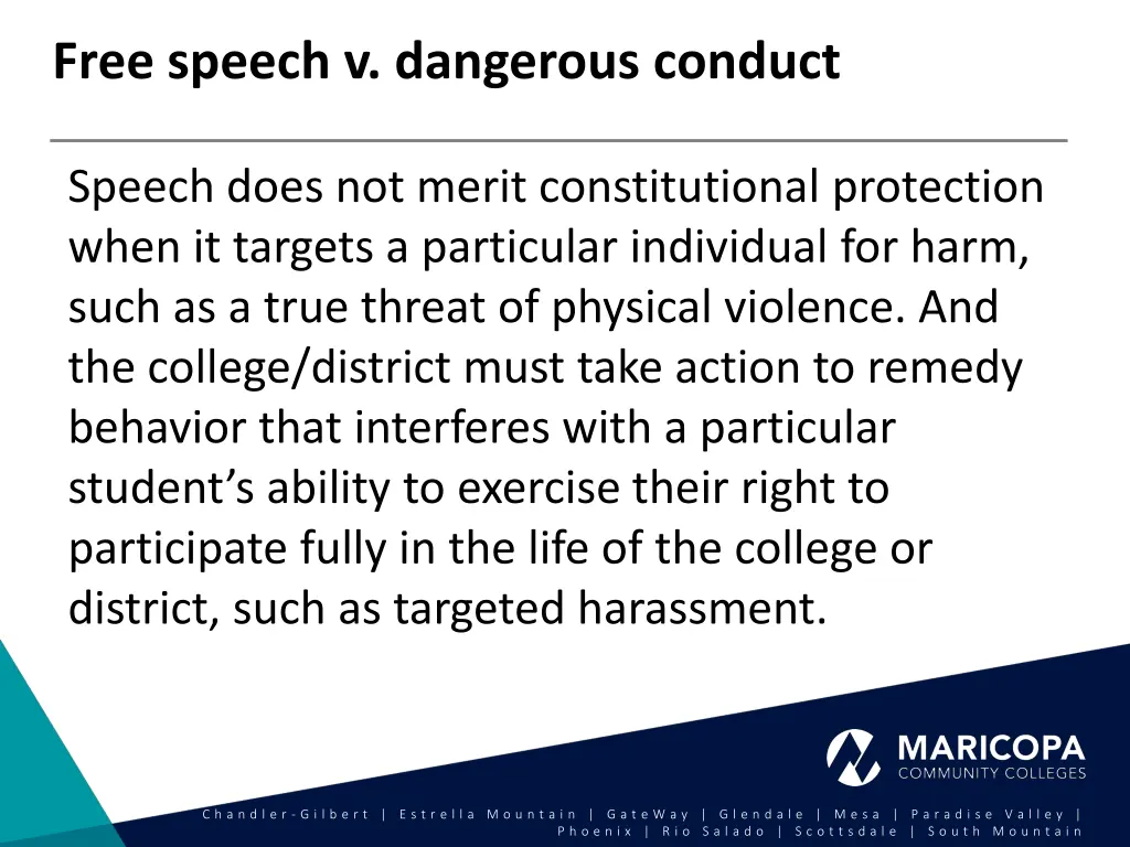 free speech v dangerous conduct