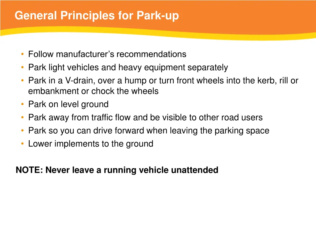 general principles for park up