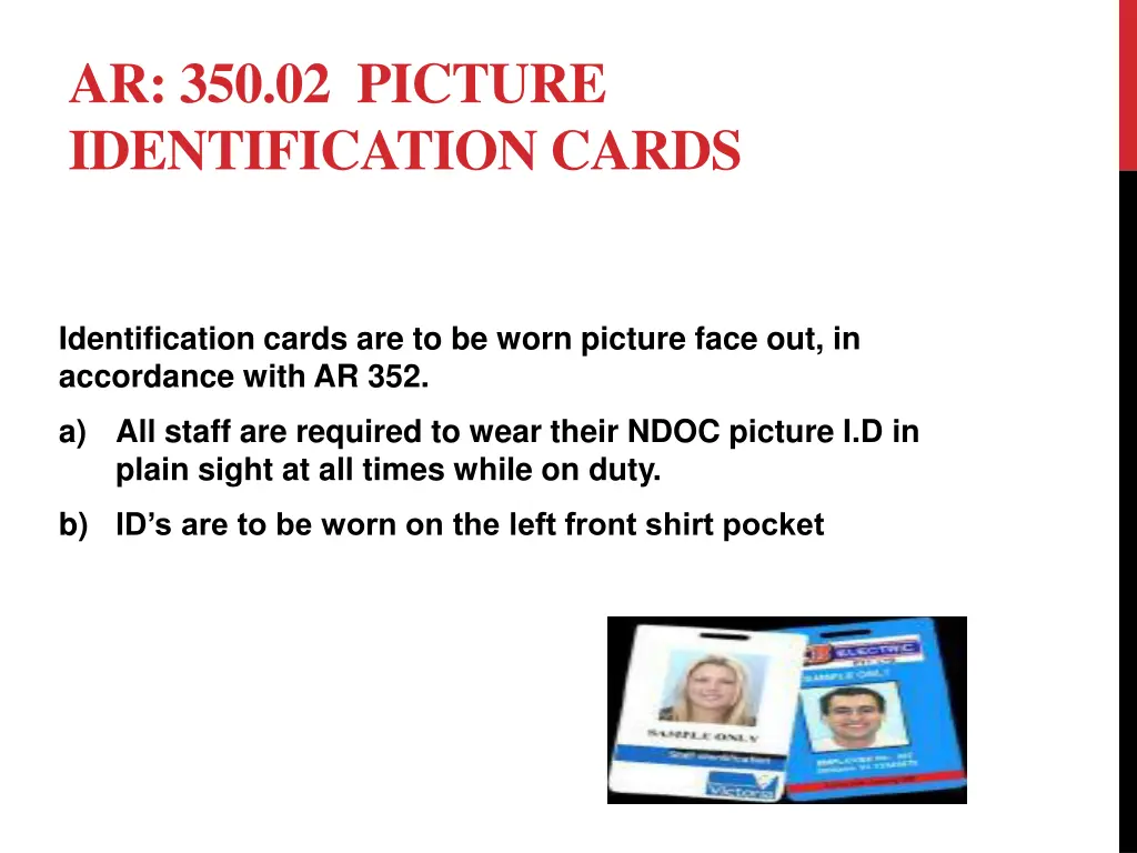 ar 350 02 picture identification cards