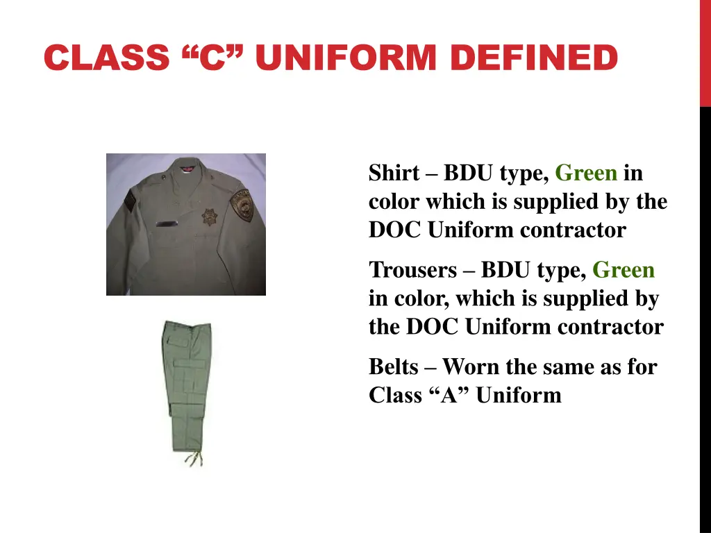 class c uniform defined