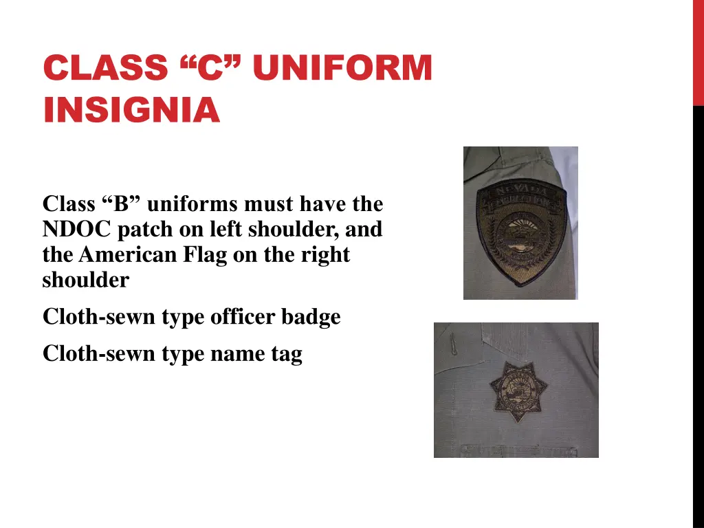 class c uniform insignia