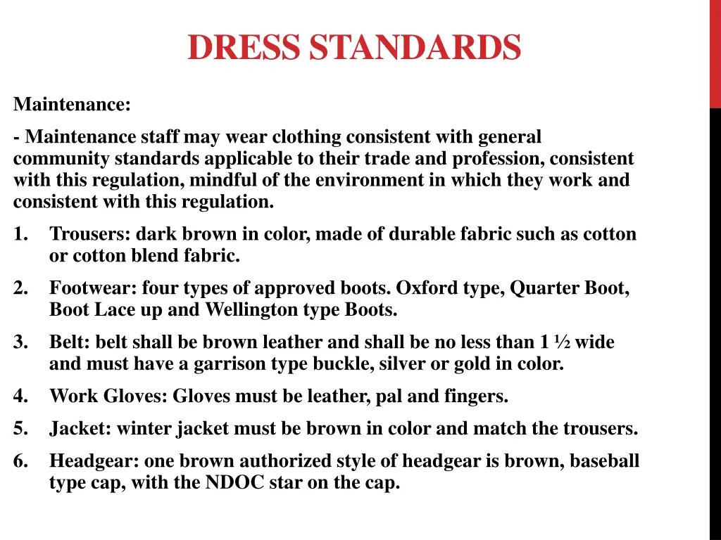 dress standards 2