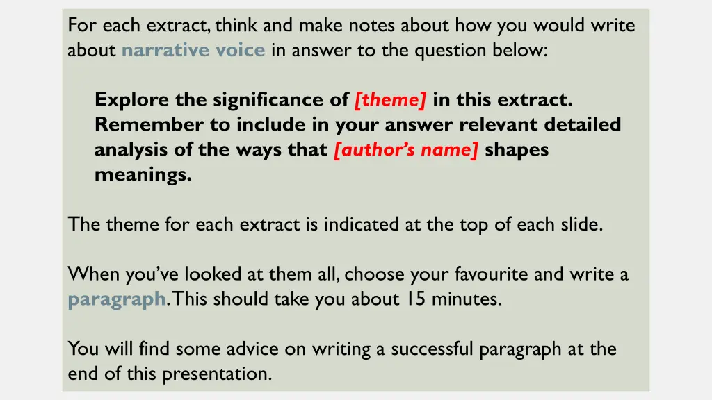 for each extract think and make notes about