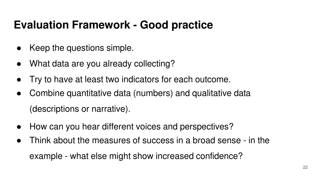 evaluation framework good practice