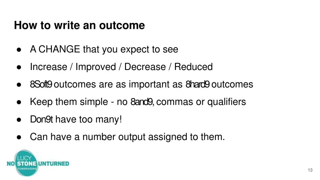 how to write an outcome