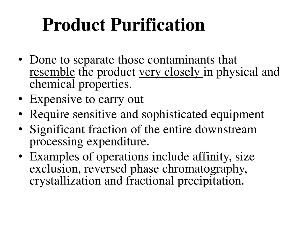 product purification