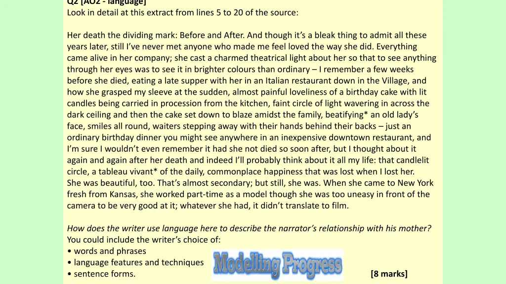 q2 ao2 language look in detail at this extract