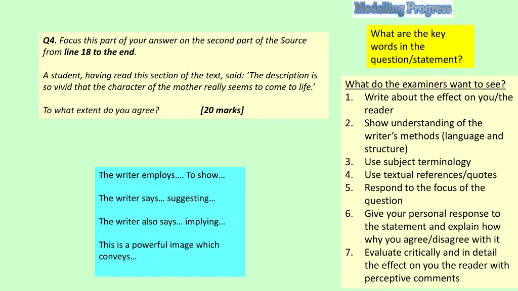 what are the key words in the question statement