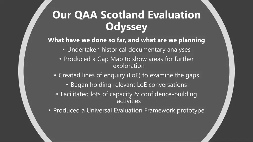 our qaa scotland evaluation odyssey what have