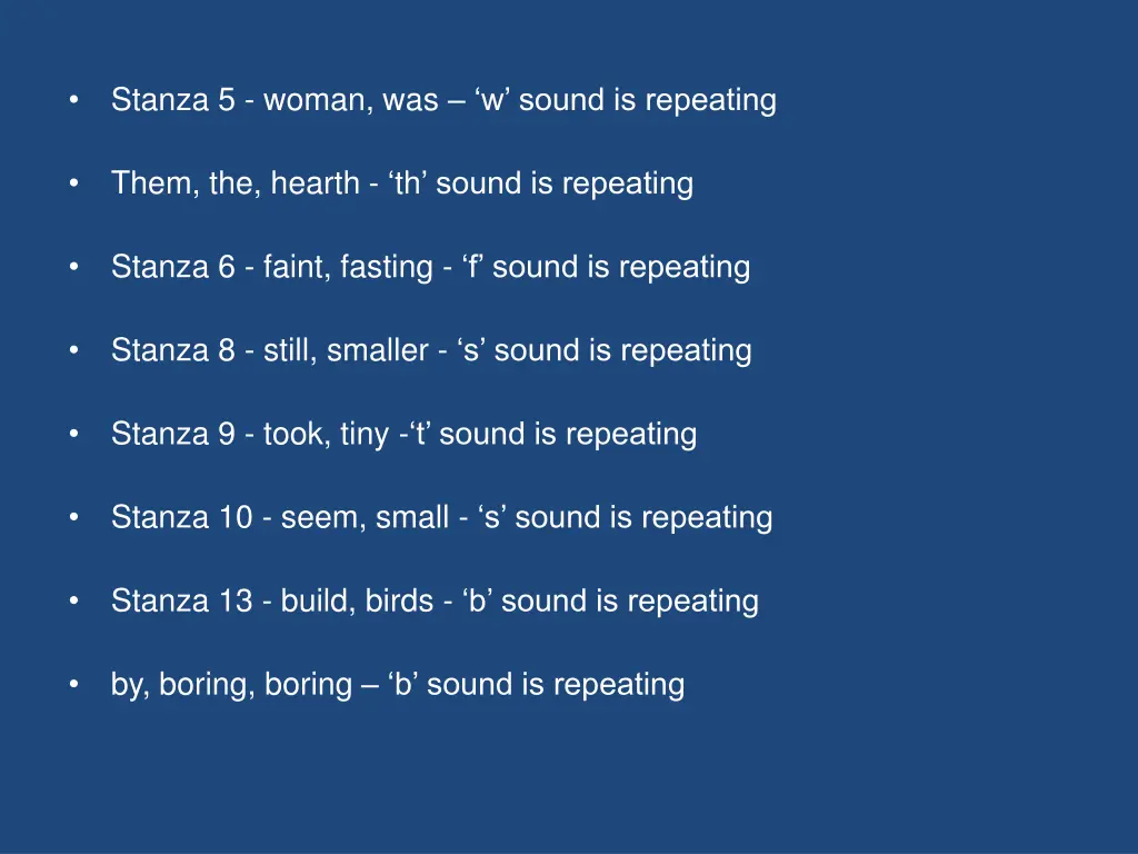 stanza 5 woman was w sound is repeating