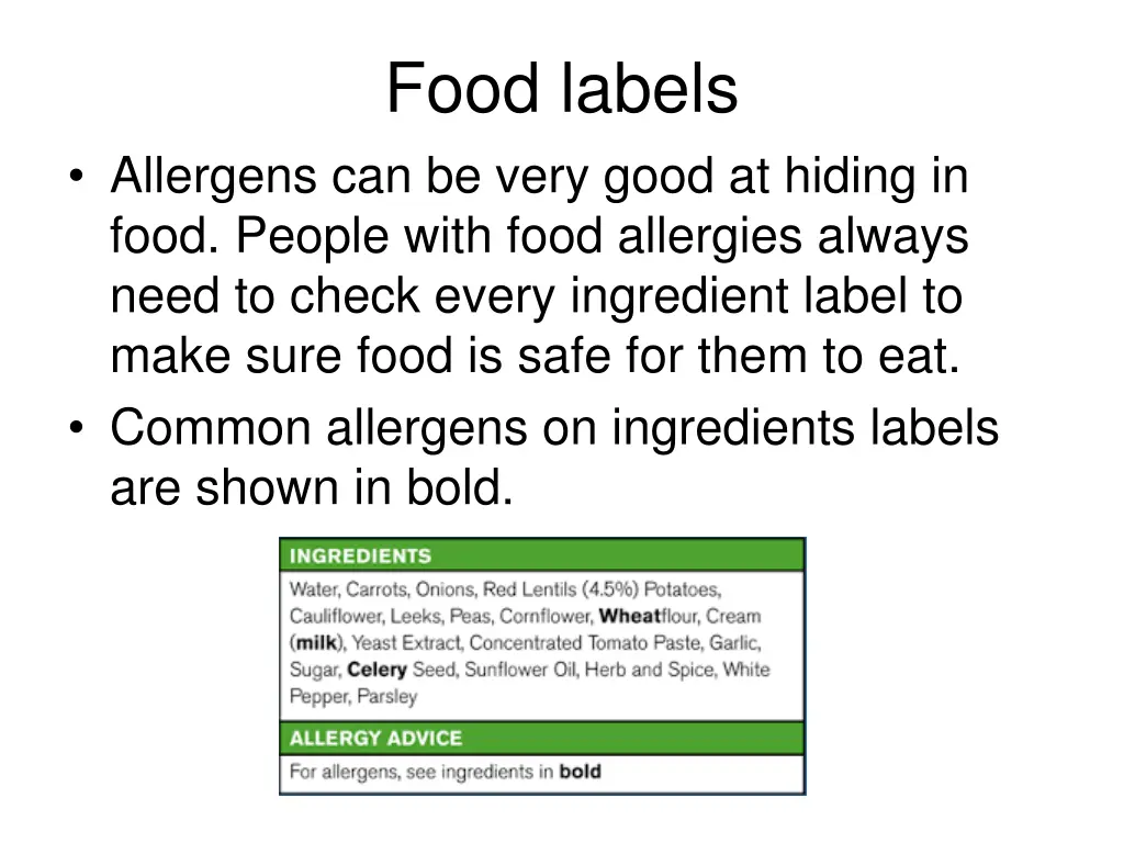 food labels