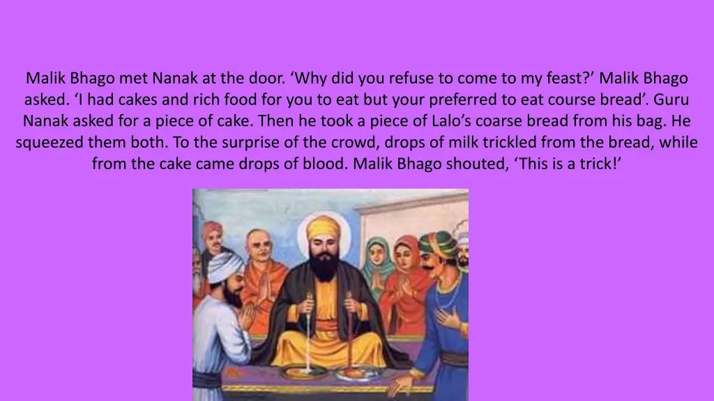 malik bhago met nanak at the door