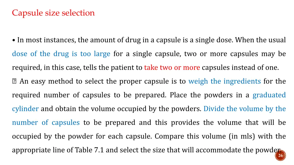 capsule size selection