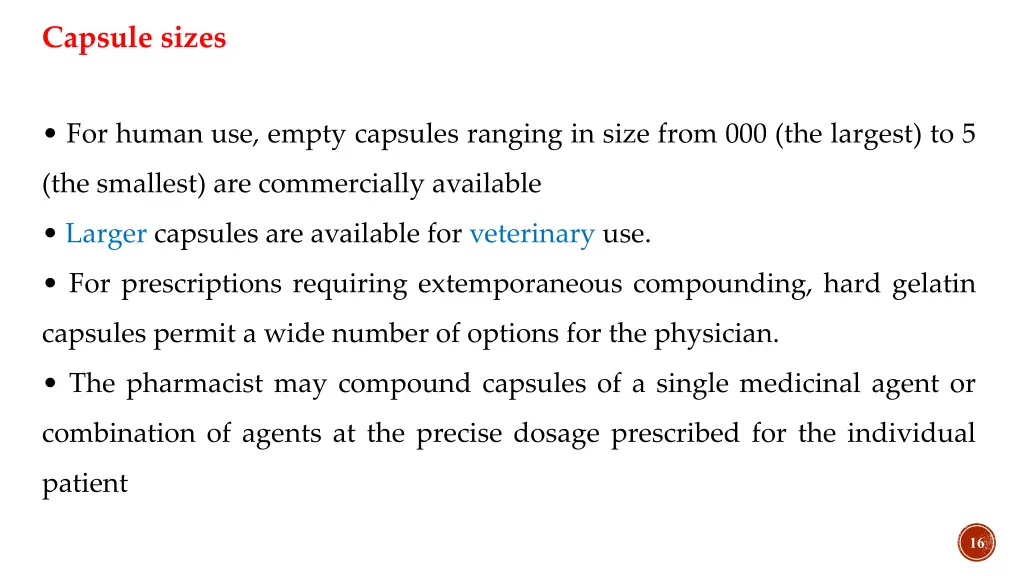 capsule sizes