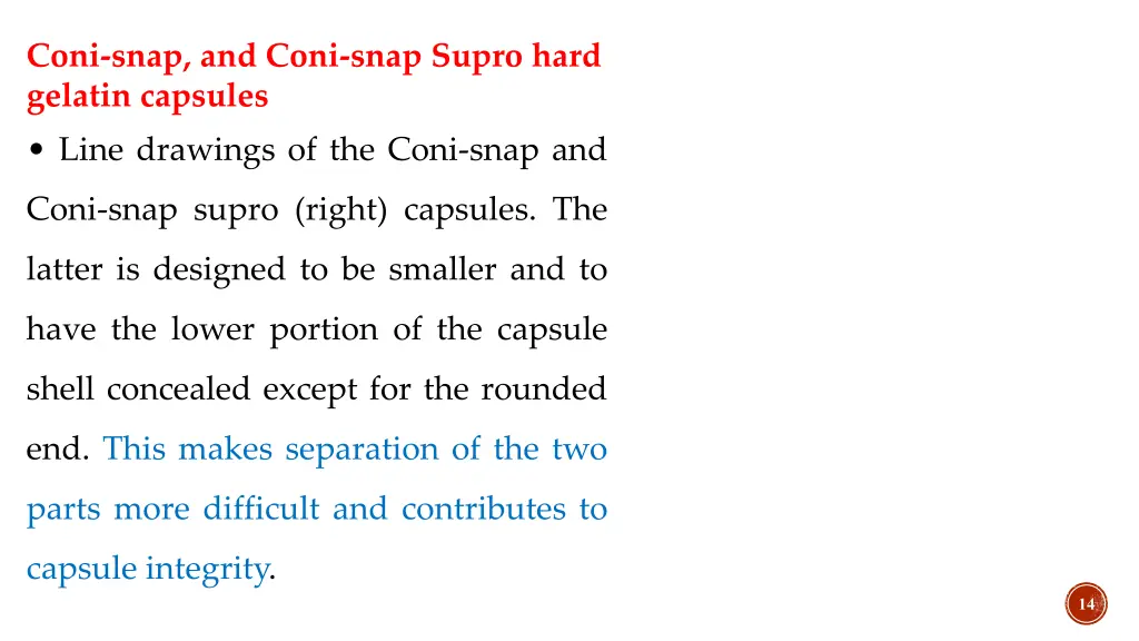 coni snap and coni snap supro hard gelatin