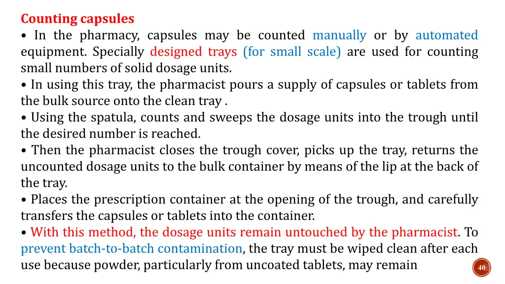 counting capsules in the pharmacy capsules