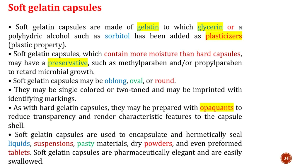 soft gelatin capsules