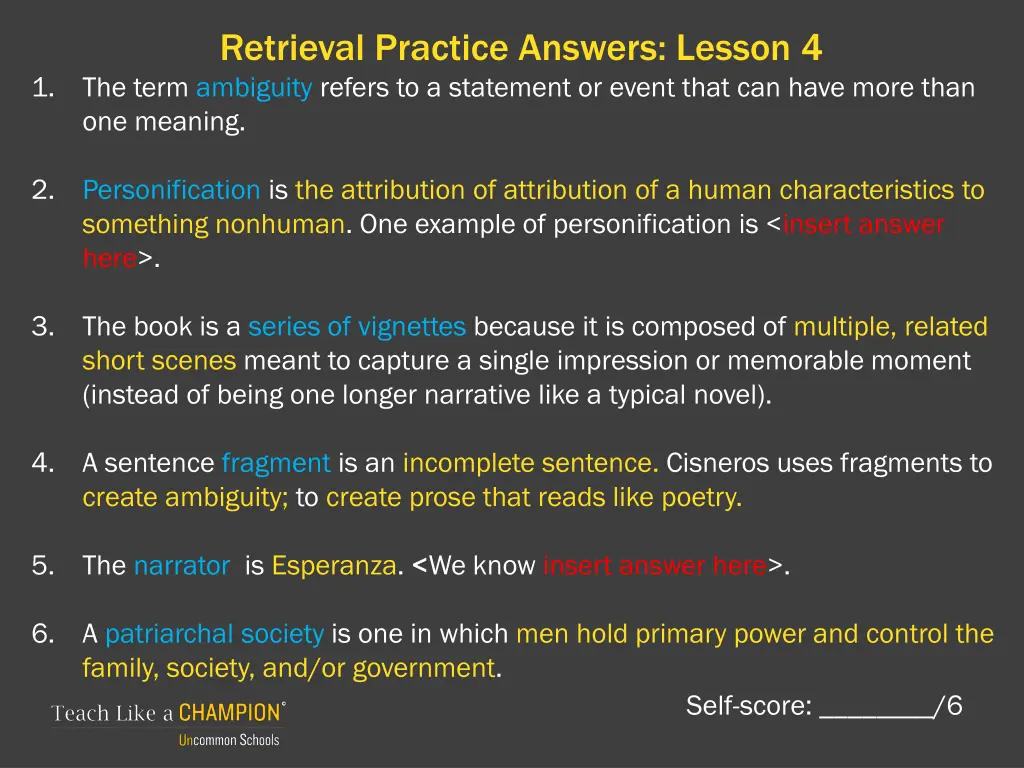 retrieval practice answers lesson 4 the term