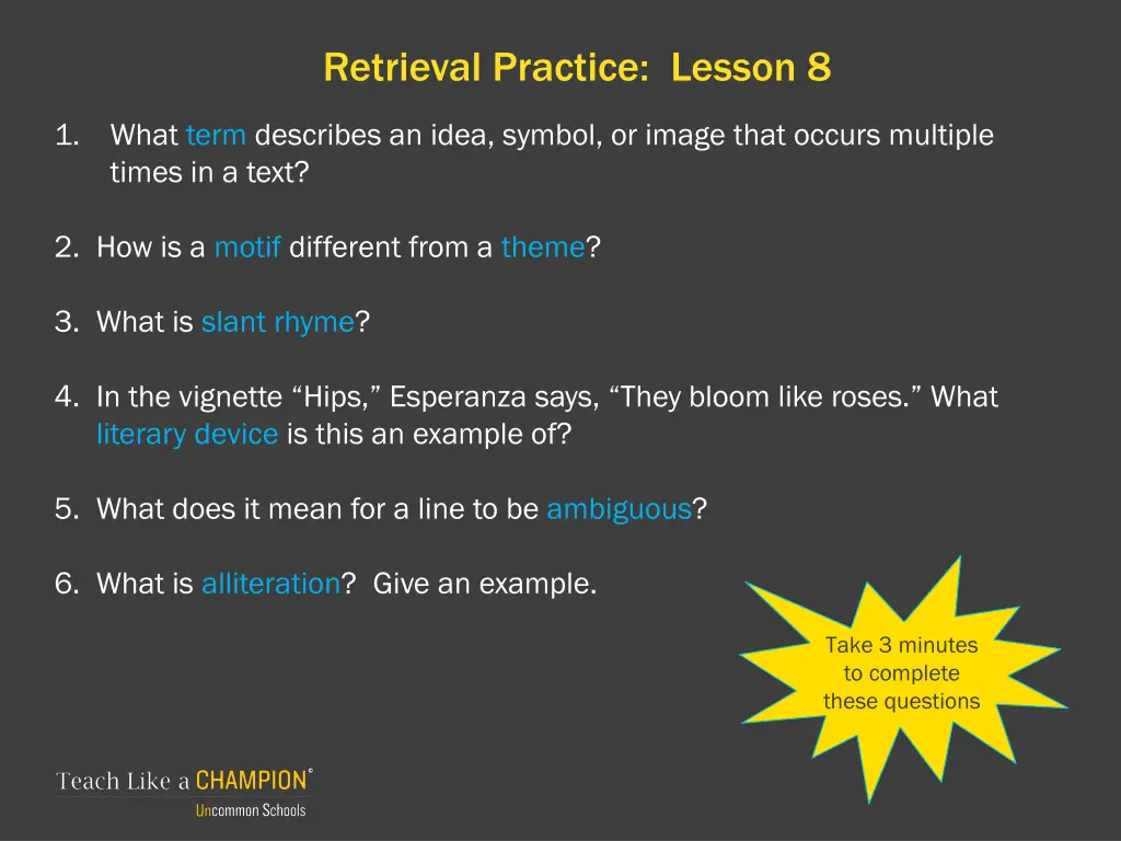 retrieval practice lesson 8