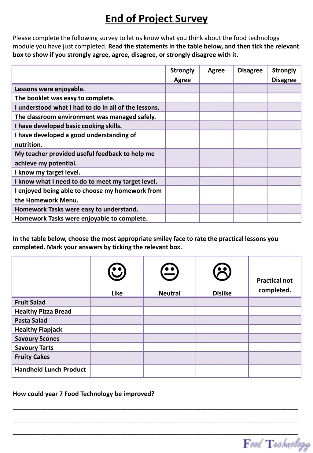 end of project survey