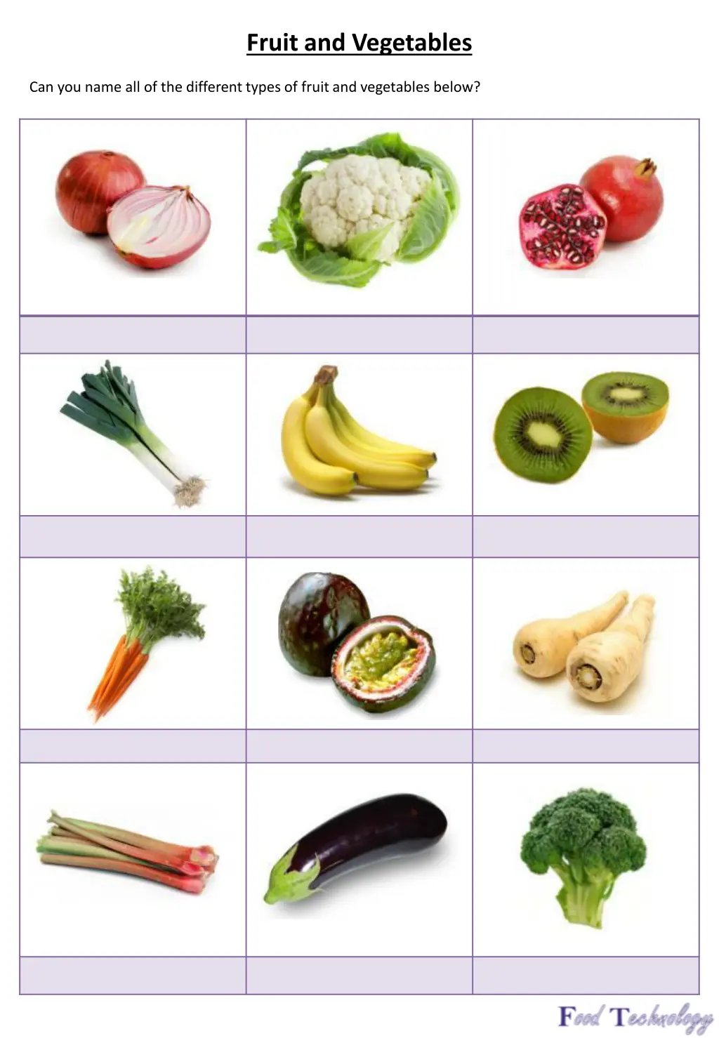 fruit and vegetables