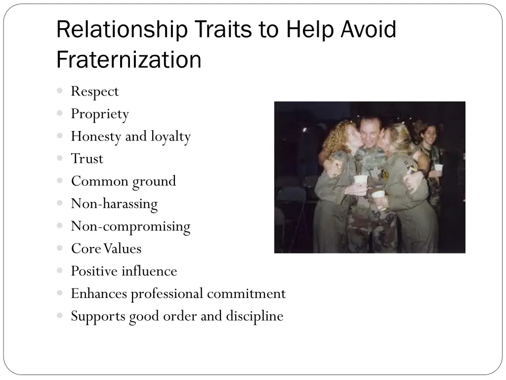 relationship traits to help avoid fraternization