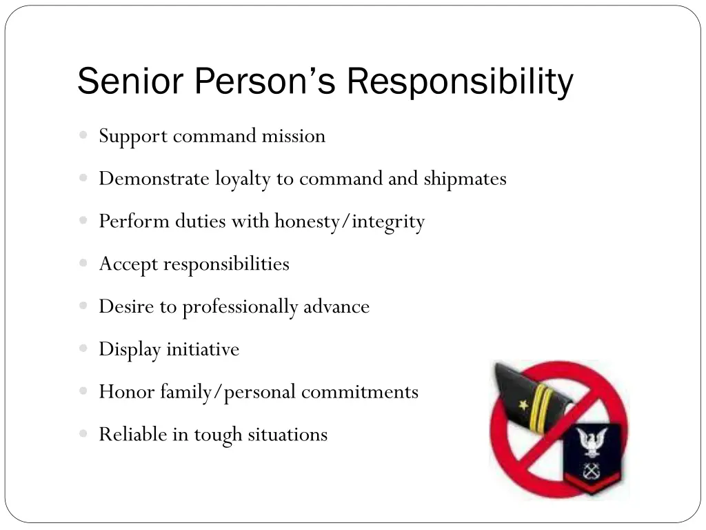 senior person s responsibility