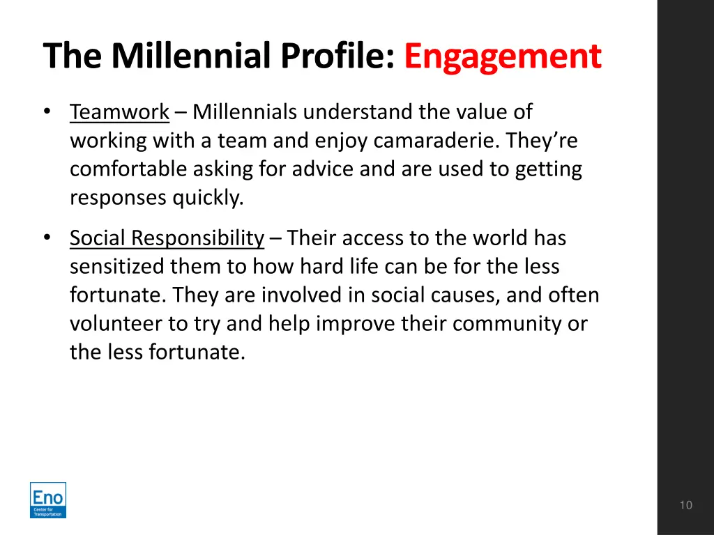 the millennial profile engagement