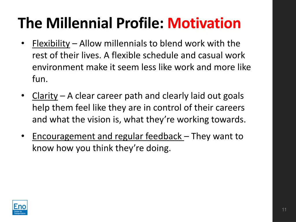 the millennial profile motivation