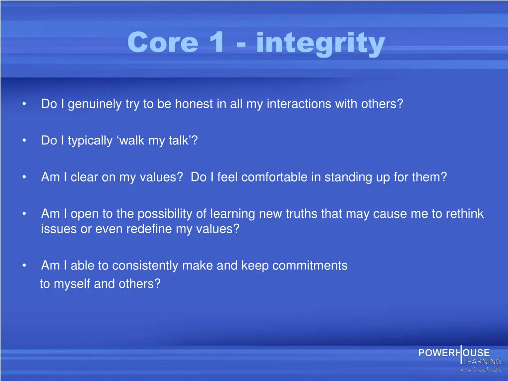 core 1 integrity