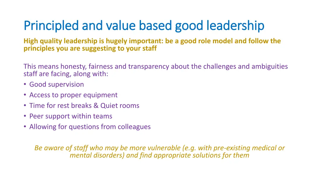 principled and value based good leadership